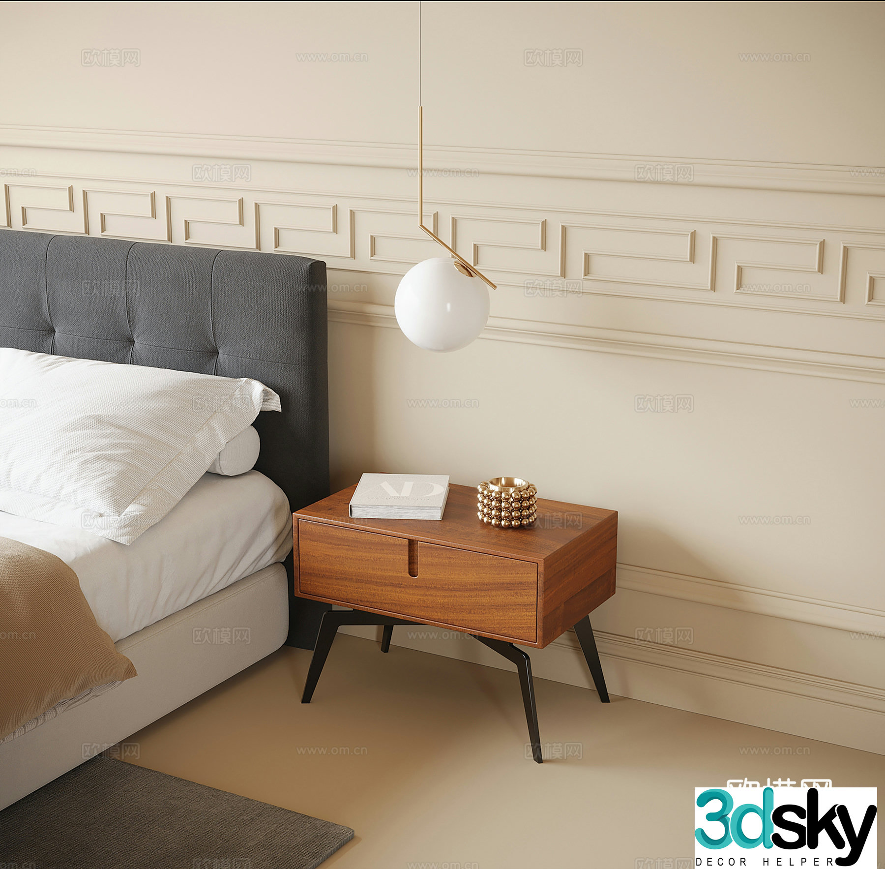 Modern bedside table 3D model