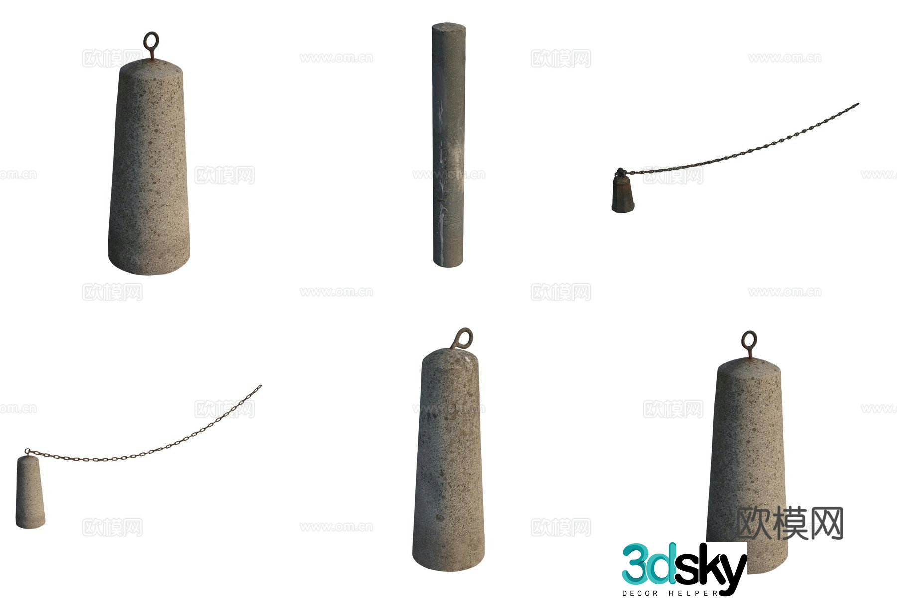 Road administration roadblocks bollards road facilities 3D model