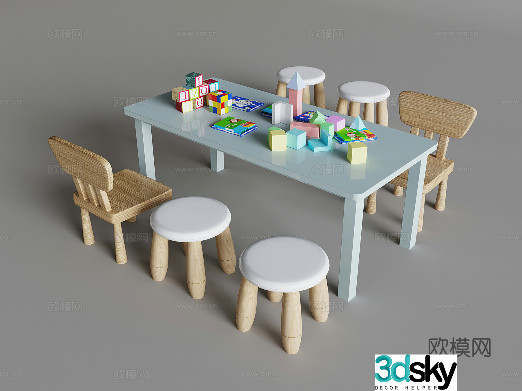Creamy Wind Children’s Table and Chair toy Building Bay 3D Model