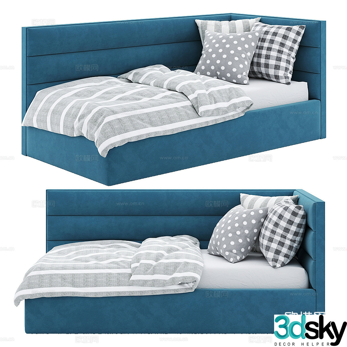 Modern fabric children’s bed 3D model