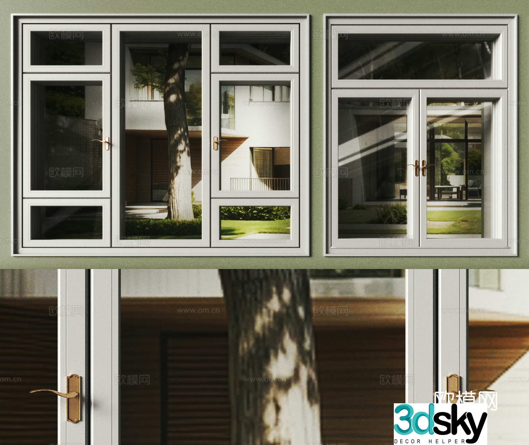 Modern windows White window frames Casement window 3d model