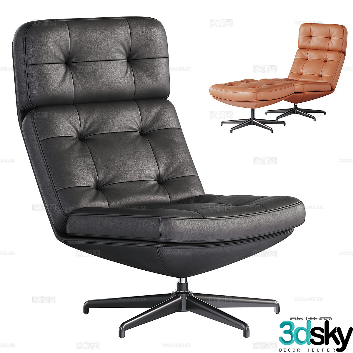 Modern lounge chair leisure chair footrest 3d model