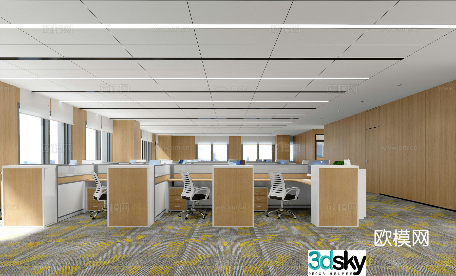 Modern opening office office area 3D model