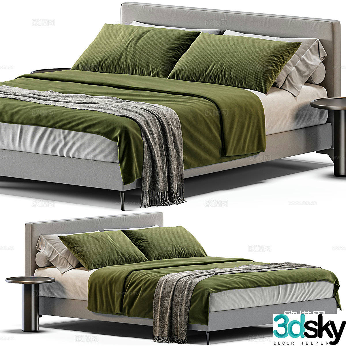 New Chinese style double bed 3d model