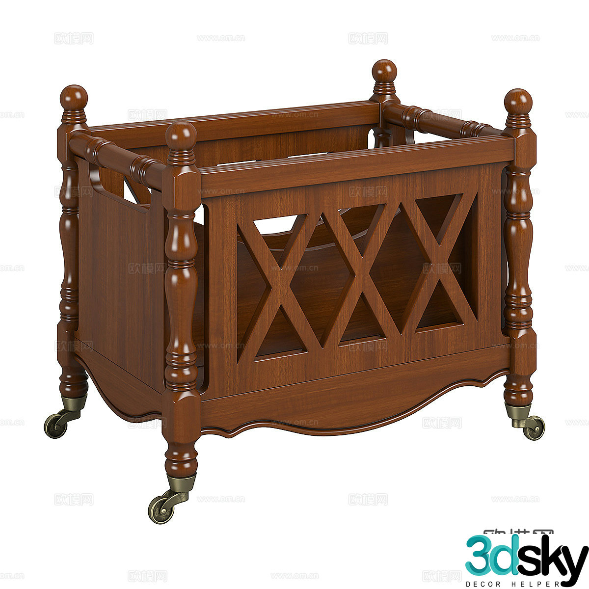 American mobile wine cabinet low wine cabinet 3D model