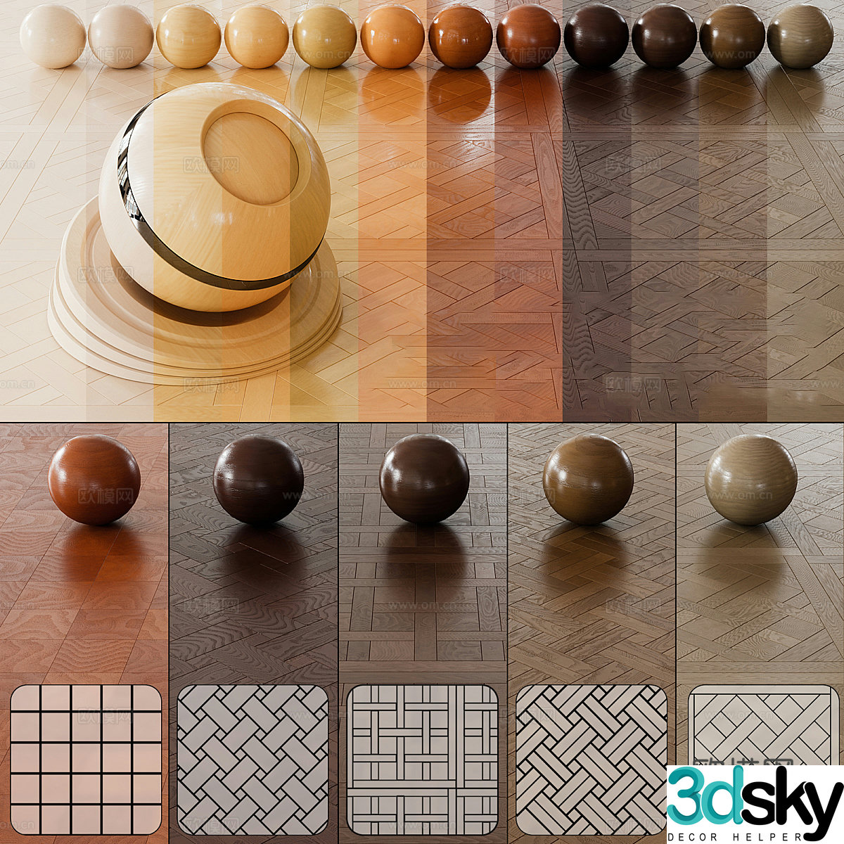 Solid wood floor 3d model