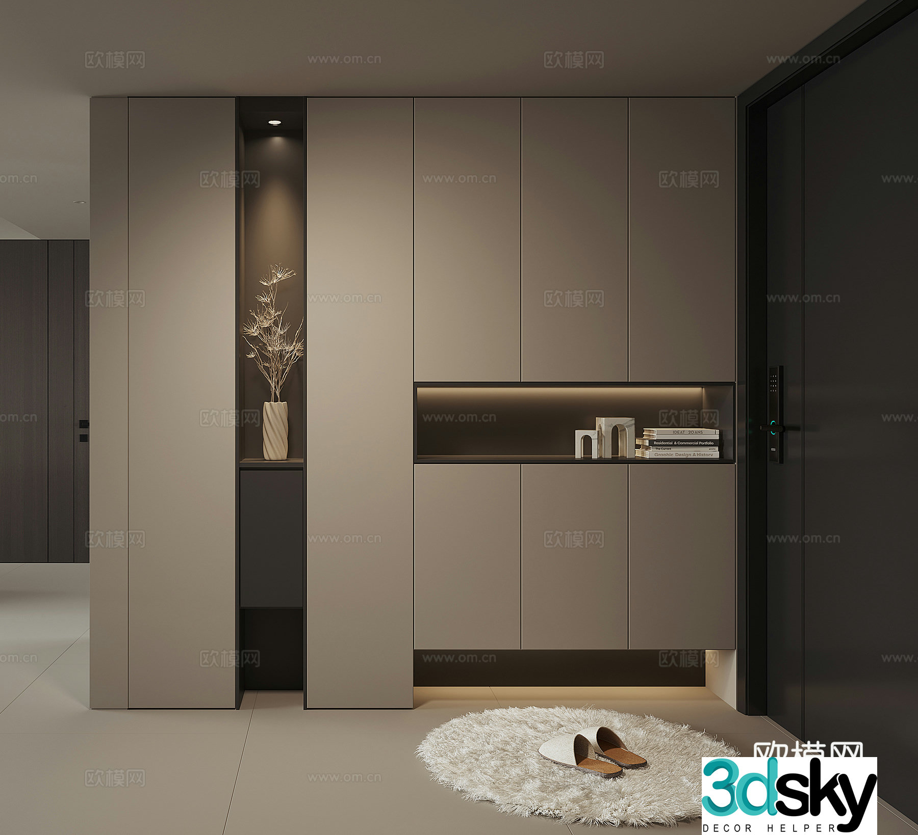 Modern household shoe cabinet 3D model