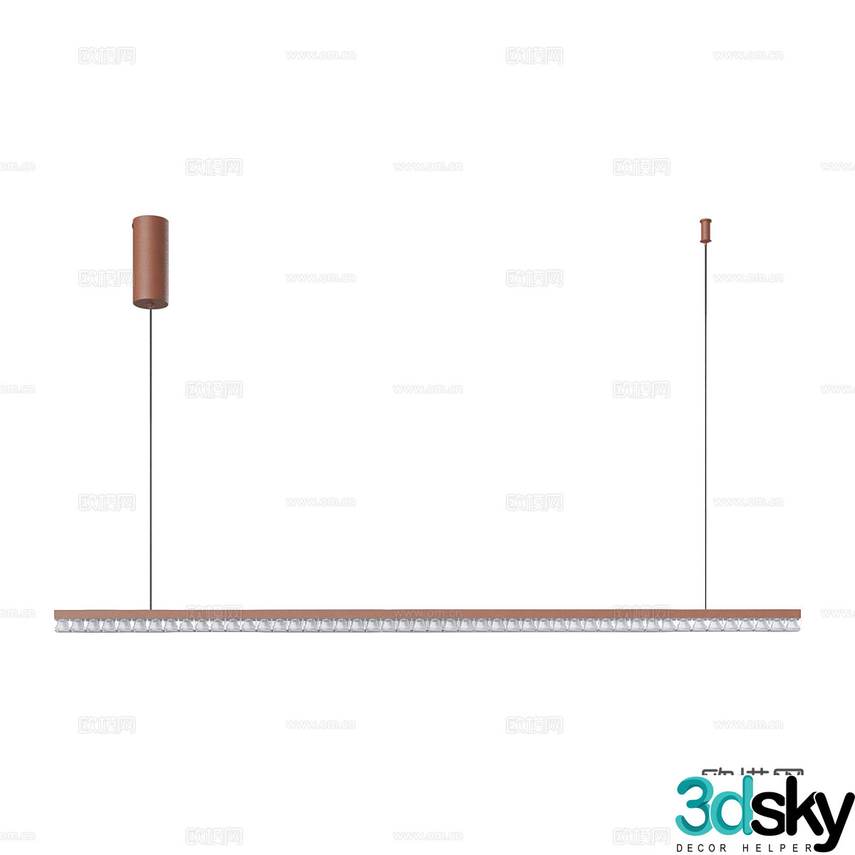 Modern simple straight line lamp long chandelier 3d model
