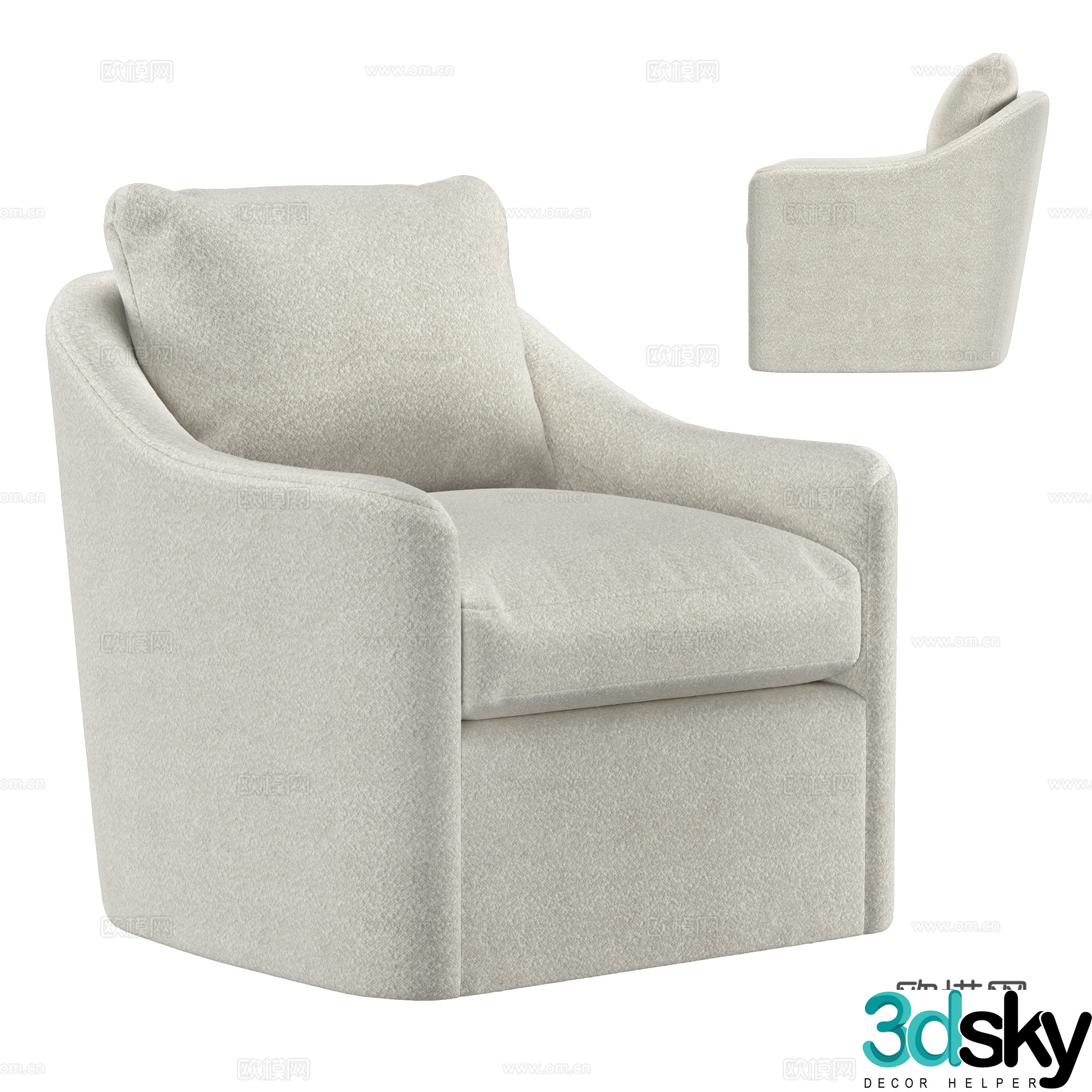 American single sofa fabric sofa casual sofa 3d model
