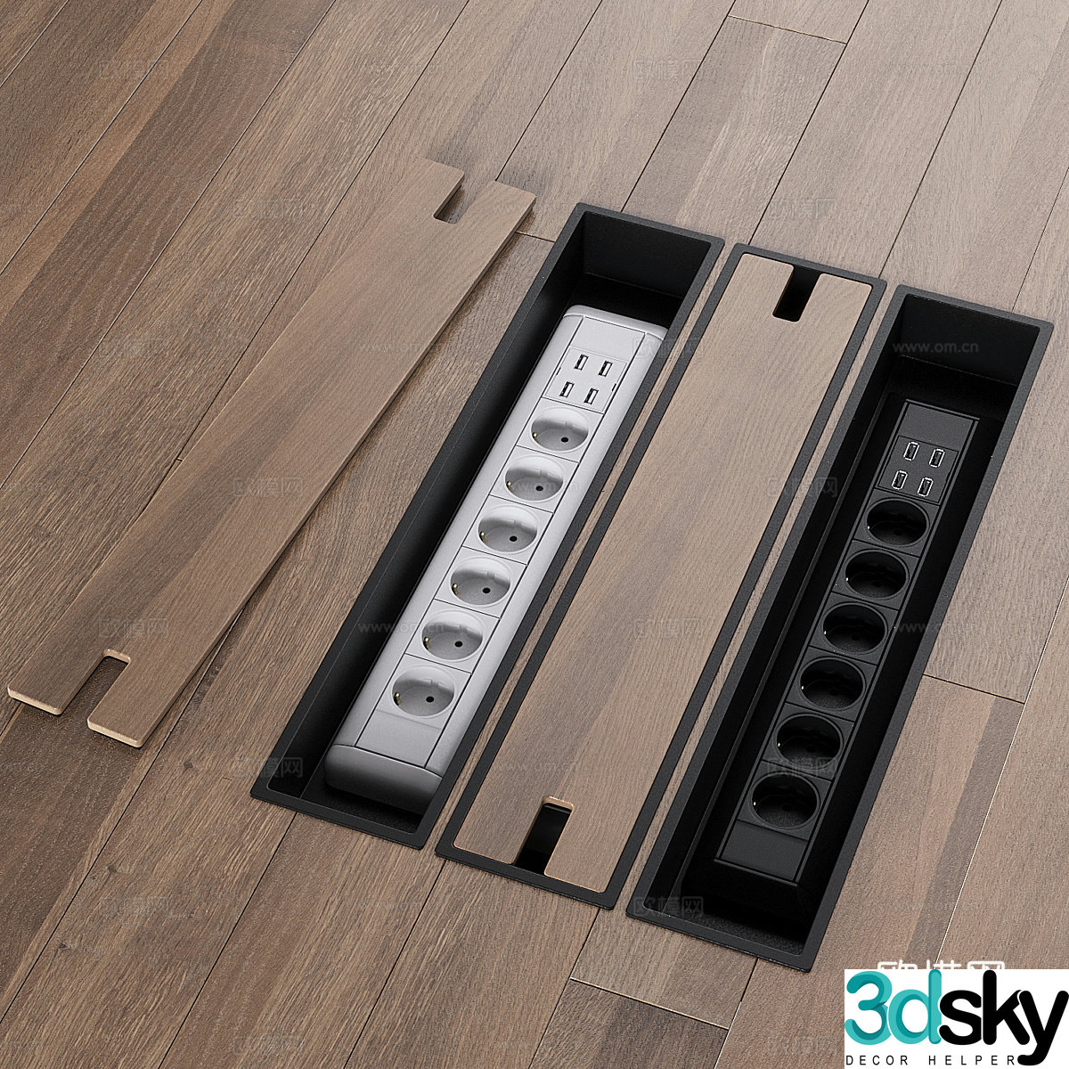 Desktop hidden switch socket plug 3D model