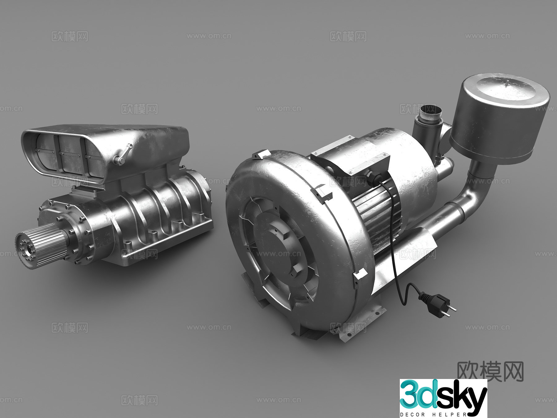 Industrial air blower Motor Industrial fan Metal fan 3D model