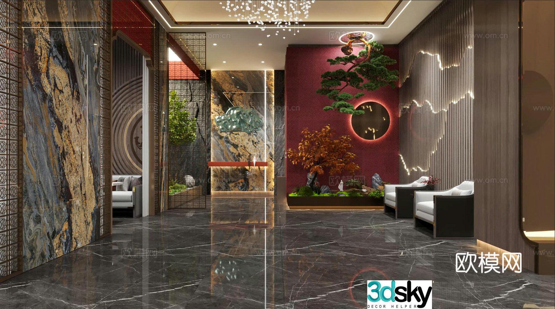3D model of new Chinese style club hall