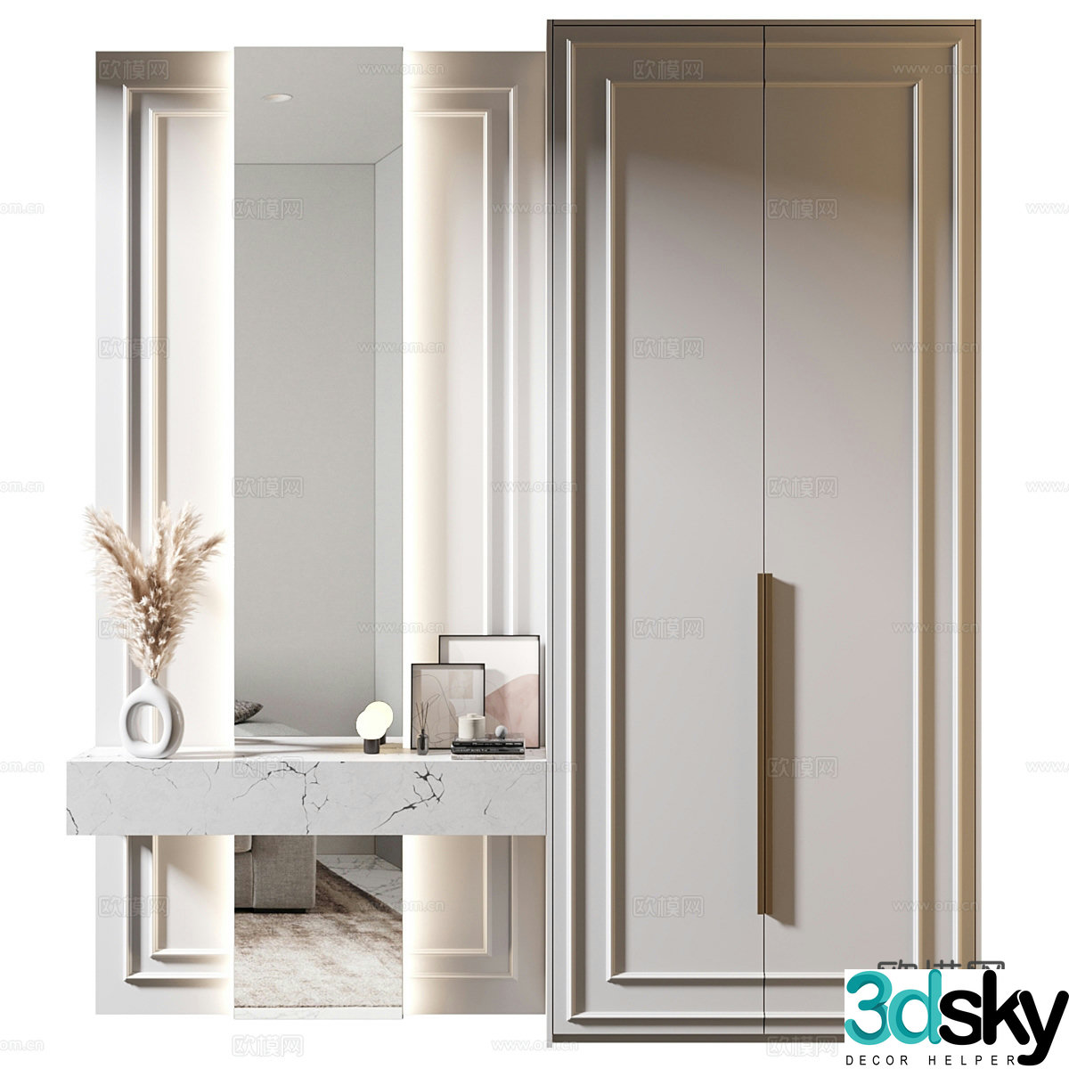 Modern dressing table one-piece makeup table 3d model