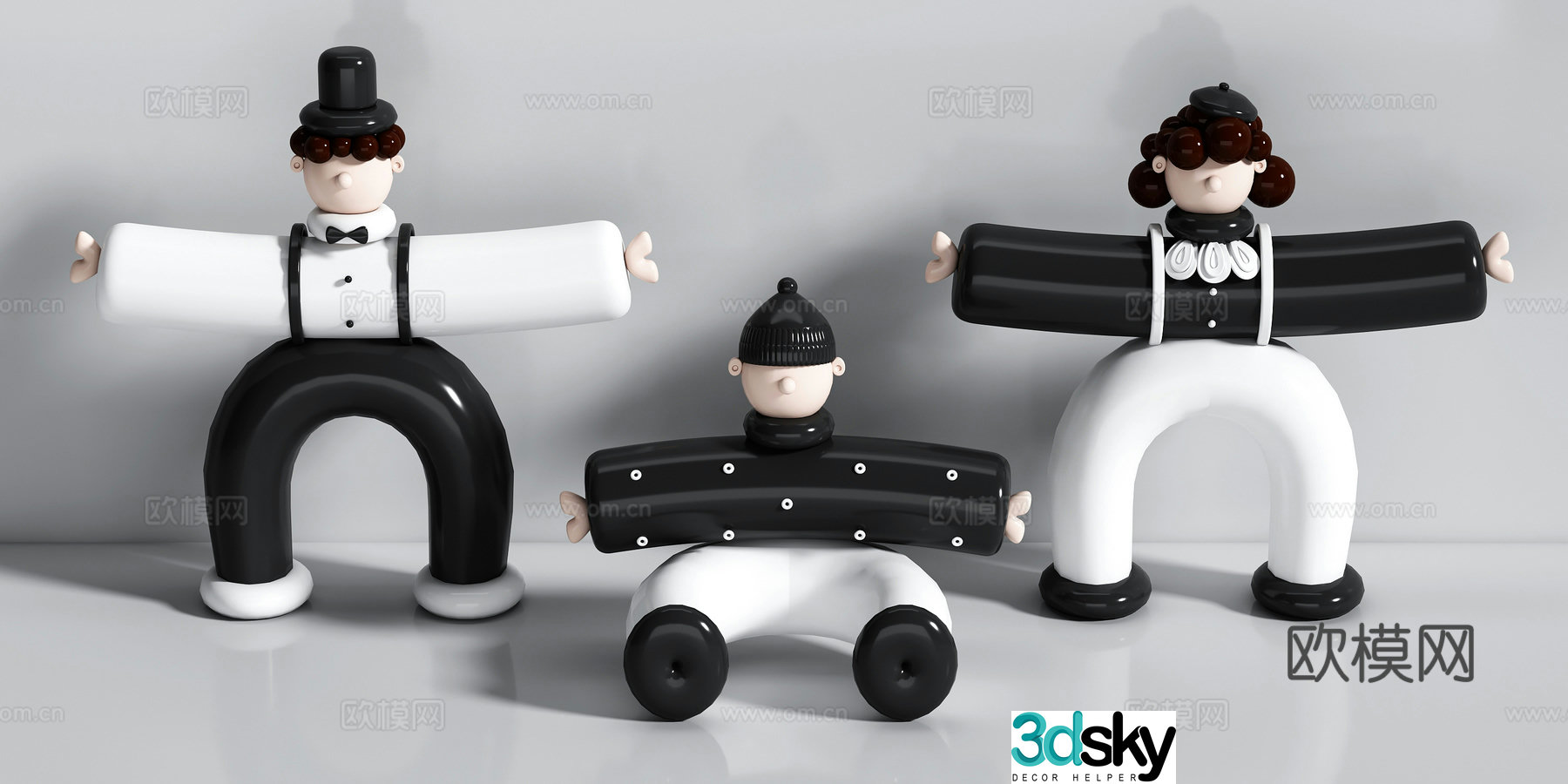 Ceramic ornaments Doll Funny Doll Cartoon Trendy Toy 3D Model