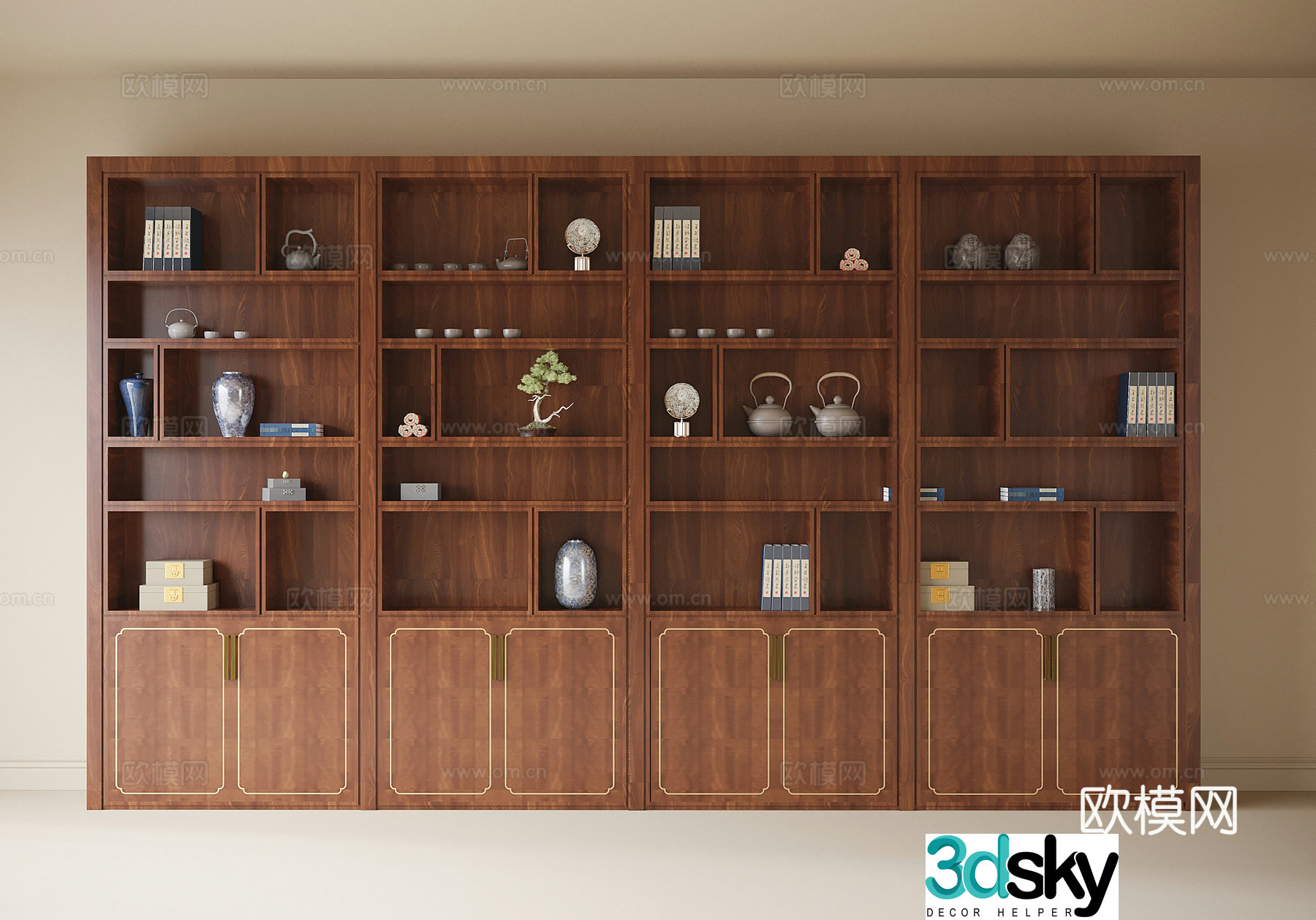 New Chinese style decorative cabinet tea cabinet 3d model