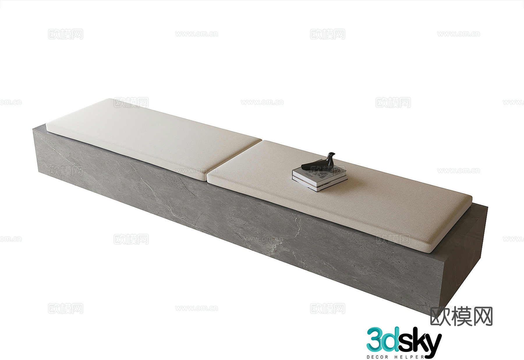Modern bay window cushion 3D model