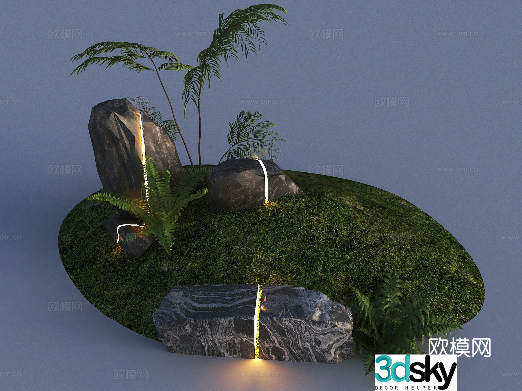 Modern landscape stone luminous landscape stone courtyard stone 3D model