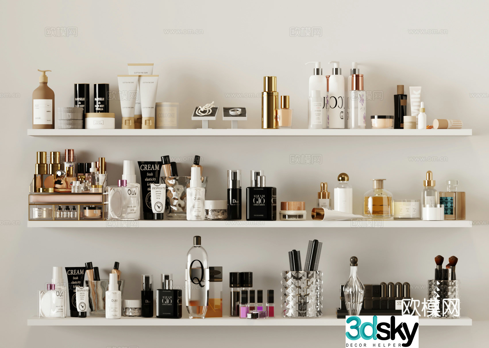 Modern cosmetics skin care products beauty products 3D model