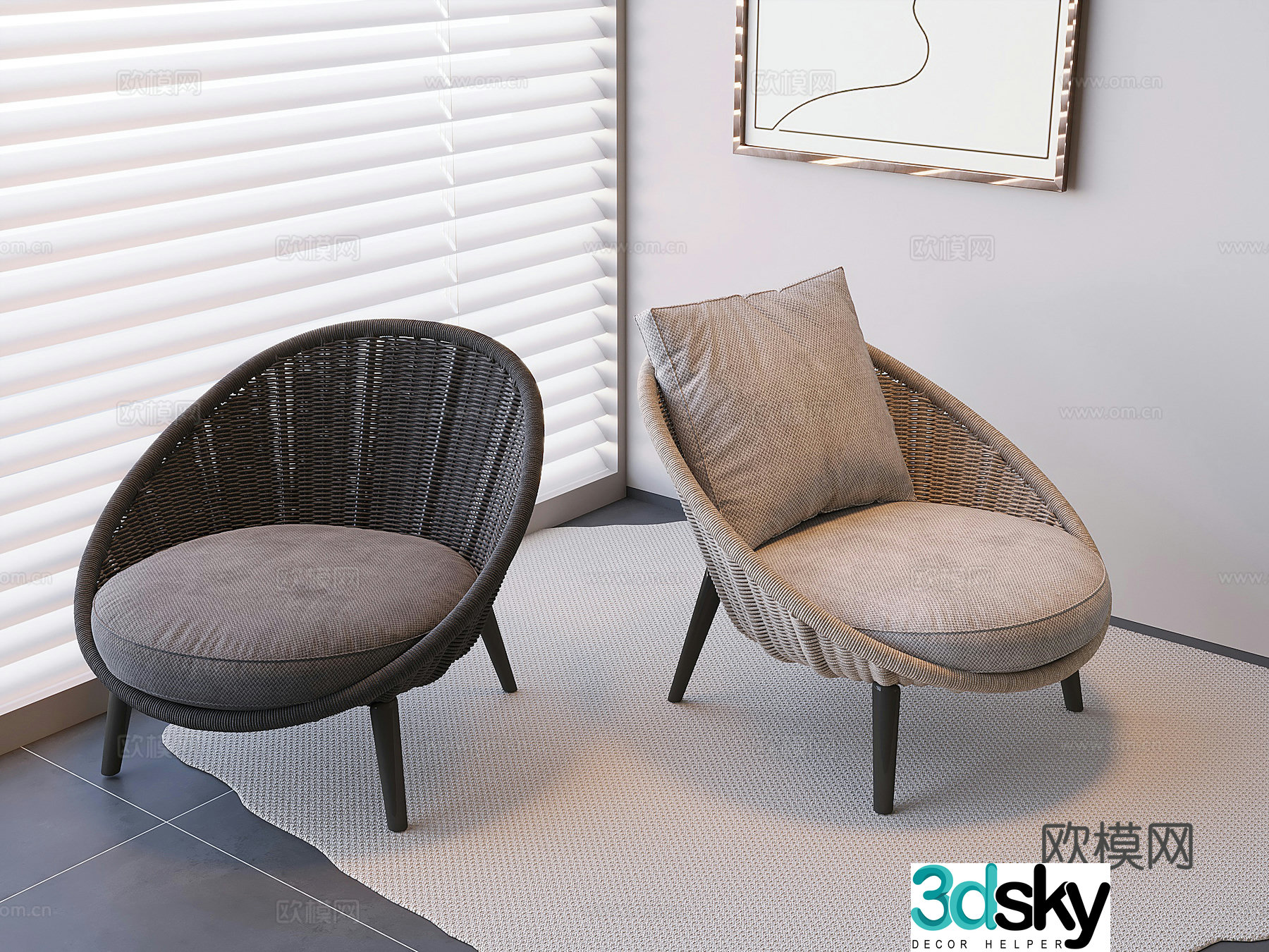 Modern soft bag backrest chair leisure chair sofa stool 3d model