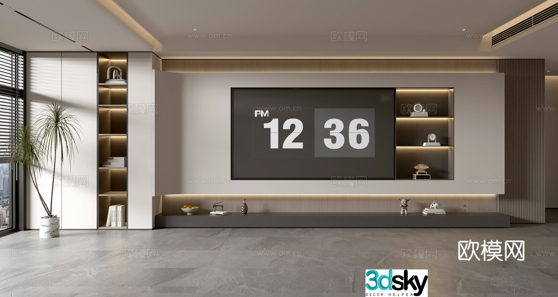Light luxury TV background wall whole wall cabinet 3D model
