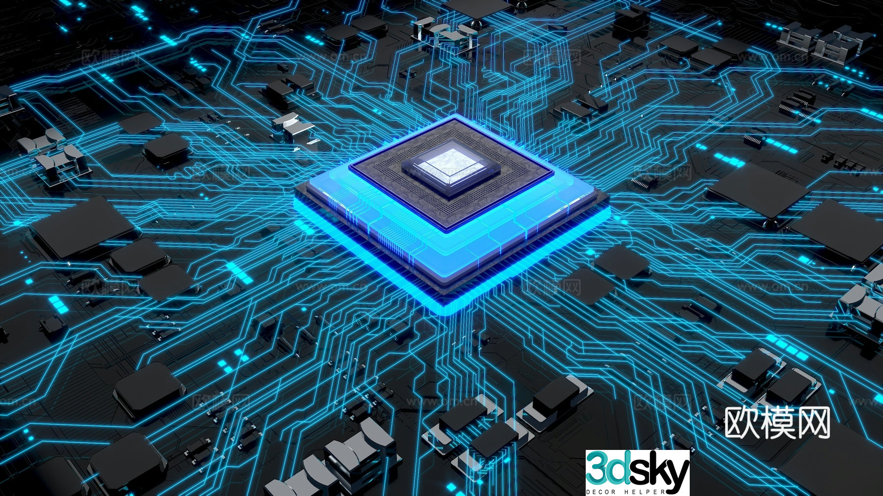Chip AI chip CPU GPU processor mobile phone chip 3D model