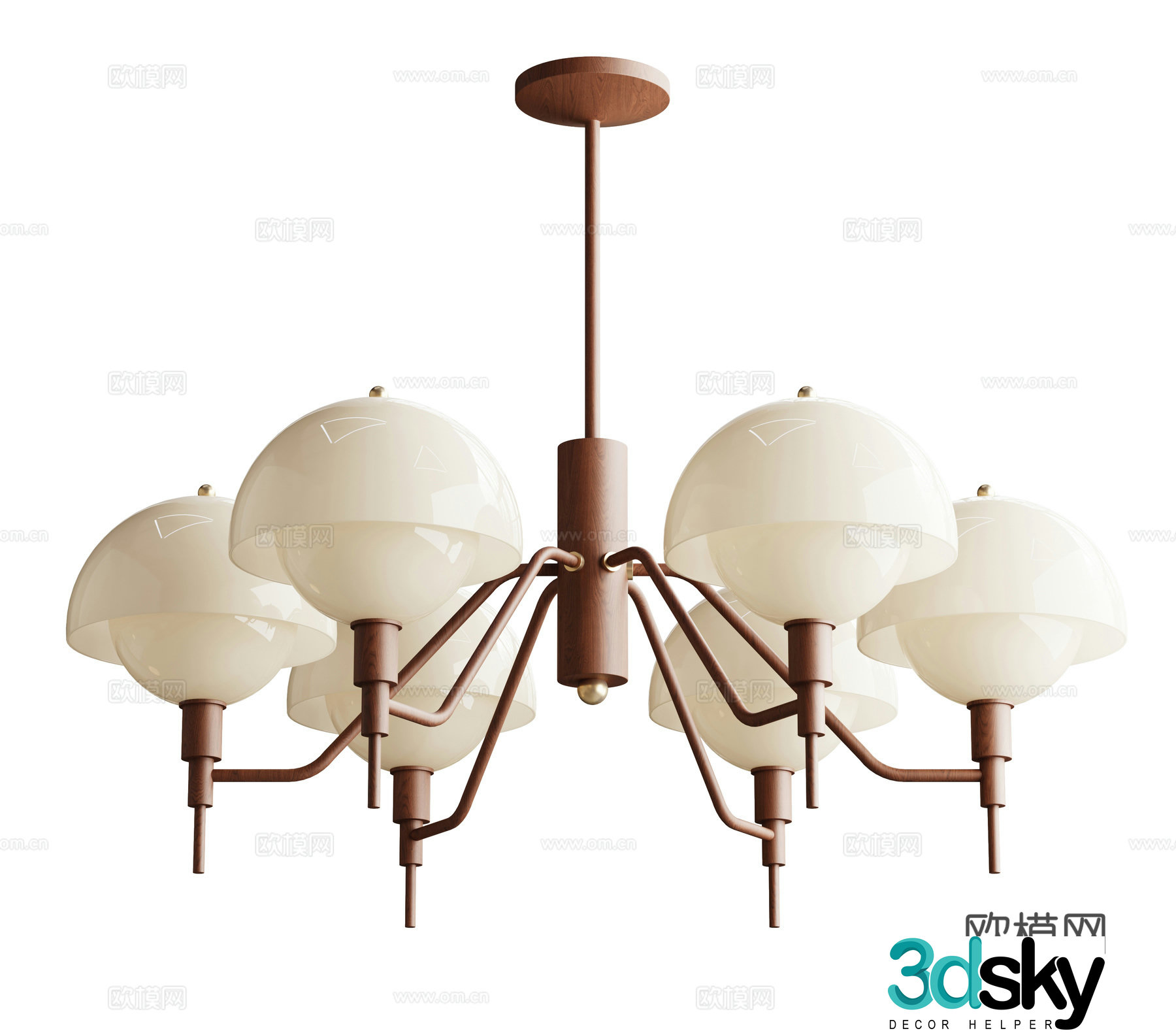 Middle -aged wind chandelier 3D model