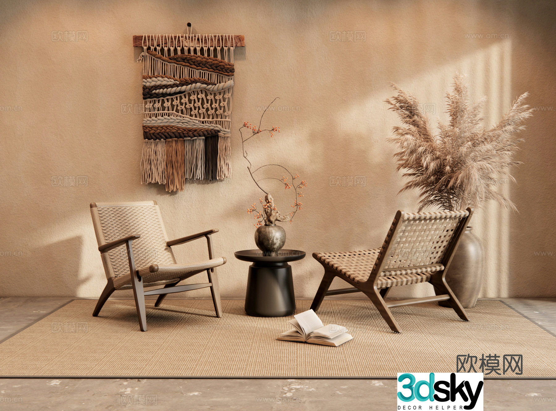 Wasabi outdoor table and chair rattan chair outdoor chair 3d model