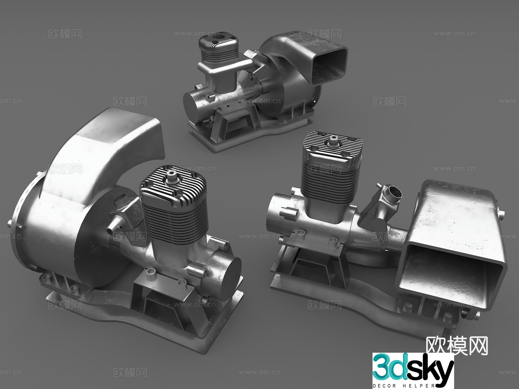 Industrial air blower Motor Industrial fan Metal fan 3D model