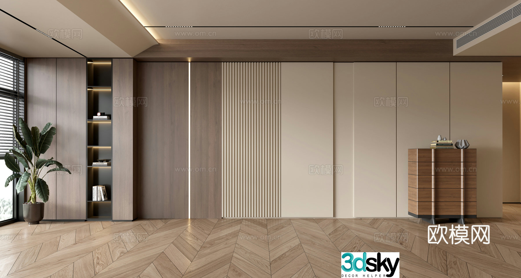 Modern sofa background wall 3d model