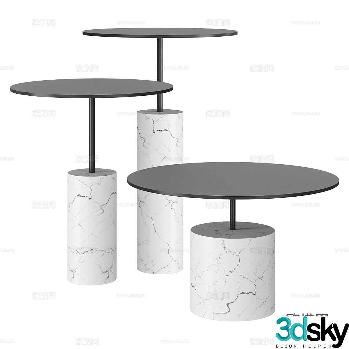 Modern round table side table angle table 3D model