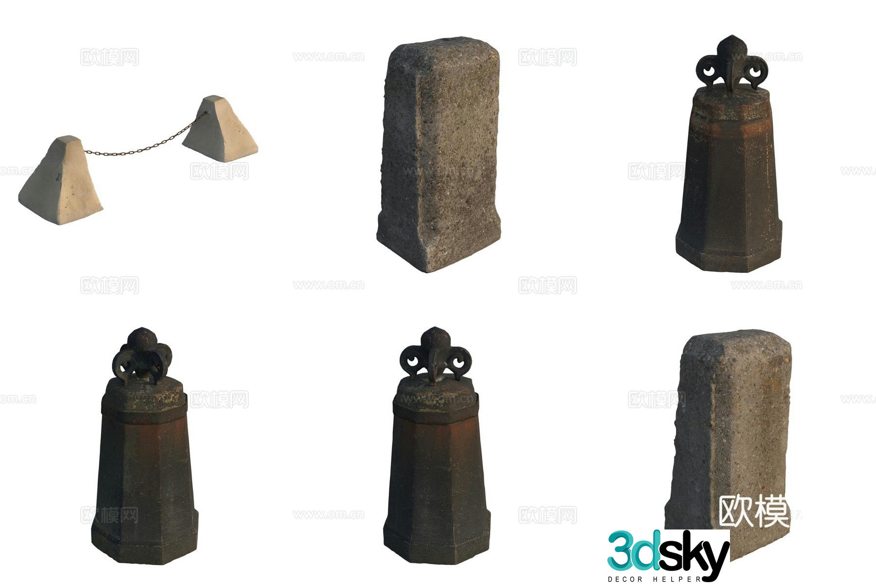 Road administration roadblocks bollards road facilities 3D model