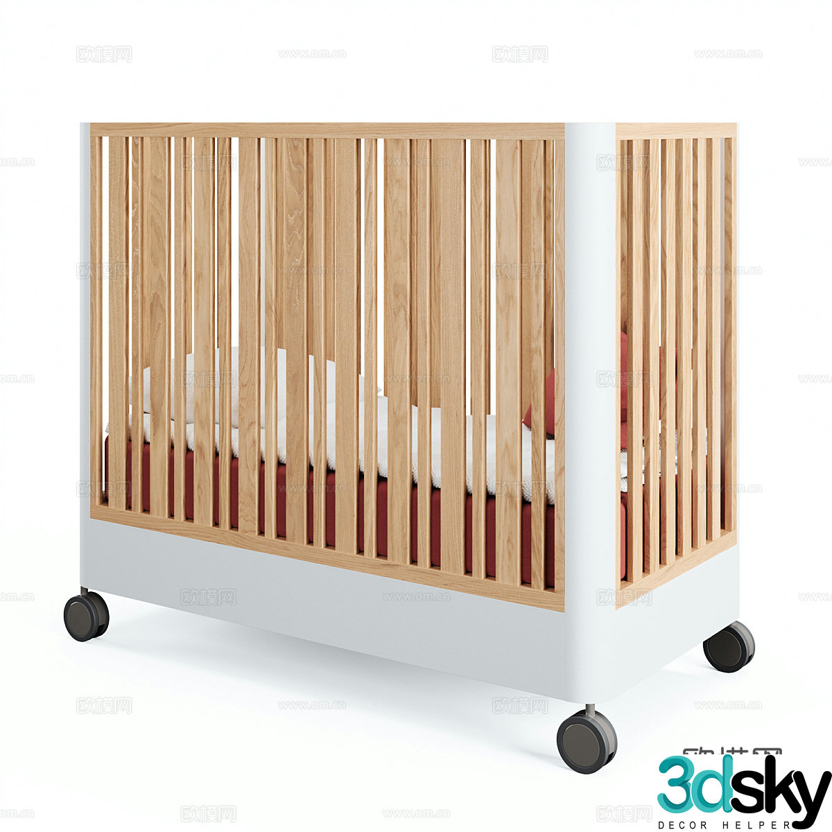 Nordic minimalist cribs baby bed cradle bed 3D model