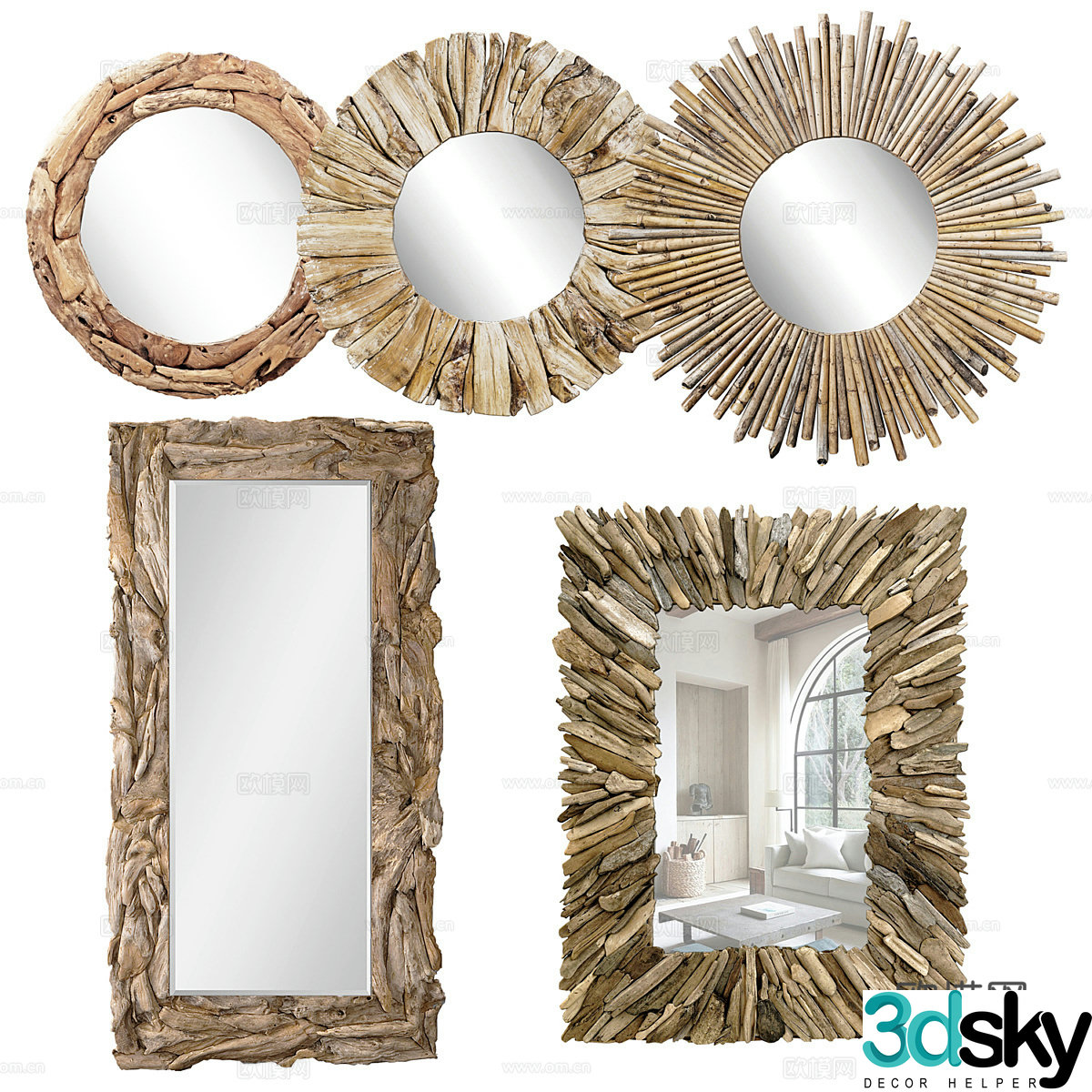 Wasabi decorative mirror hanging mirror 3d model
