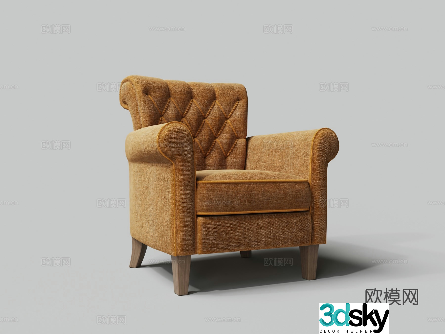 European style soft-pack sofa single sofa sofa chair 3d model