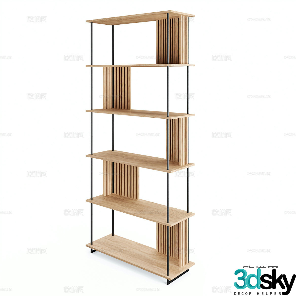Nordic simple bookcase shelf 3D model