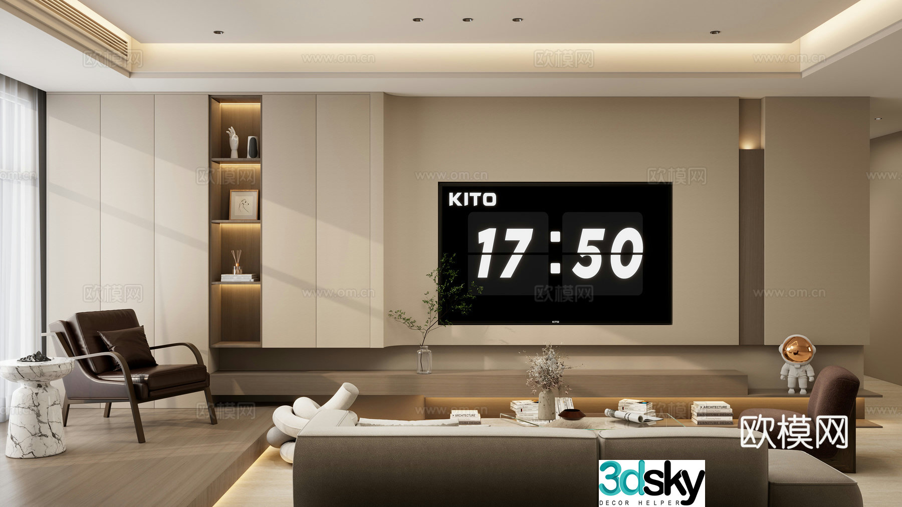 Italian TV wall integrated cabinet 3D model