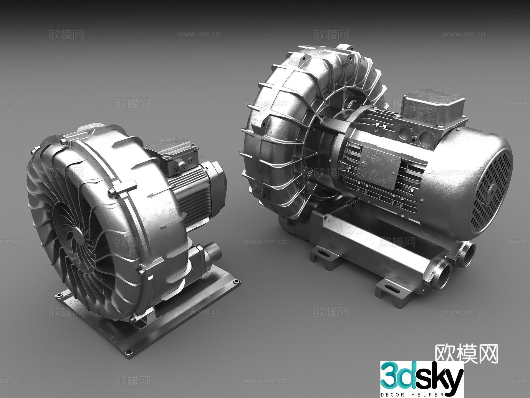 Industrial air blower Motor Industrial fan Metal fan 3D model