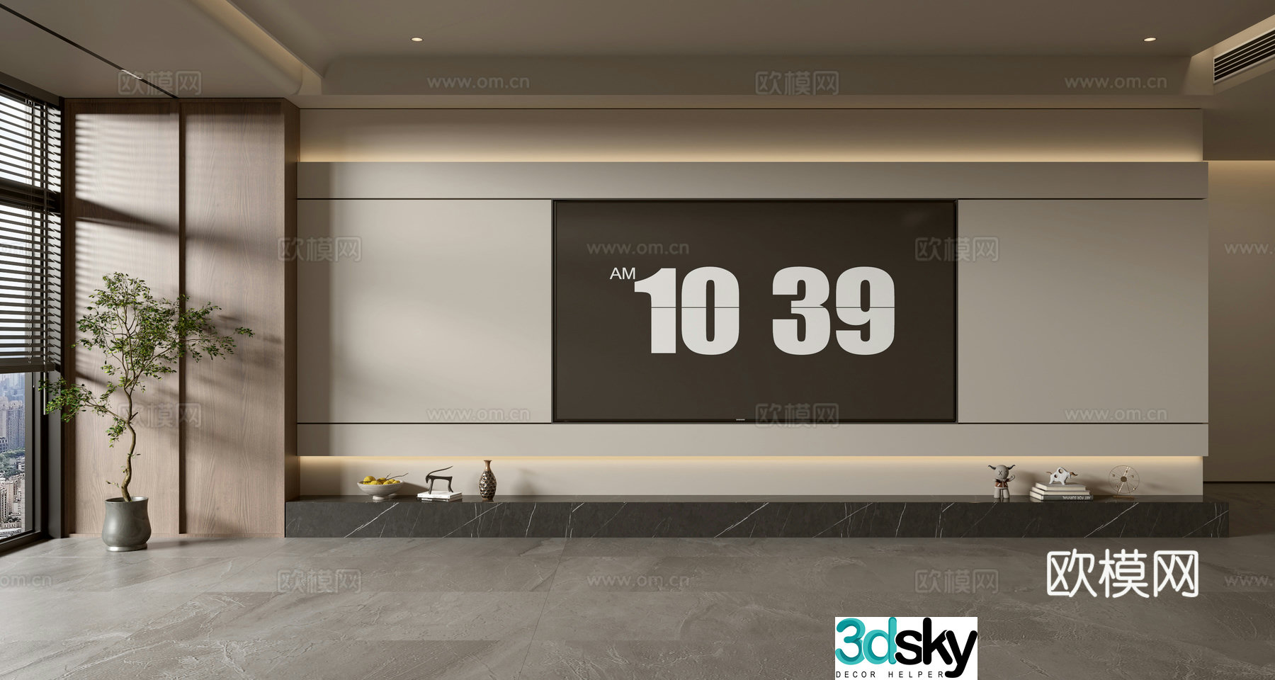 Modern TV background wall 3d model