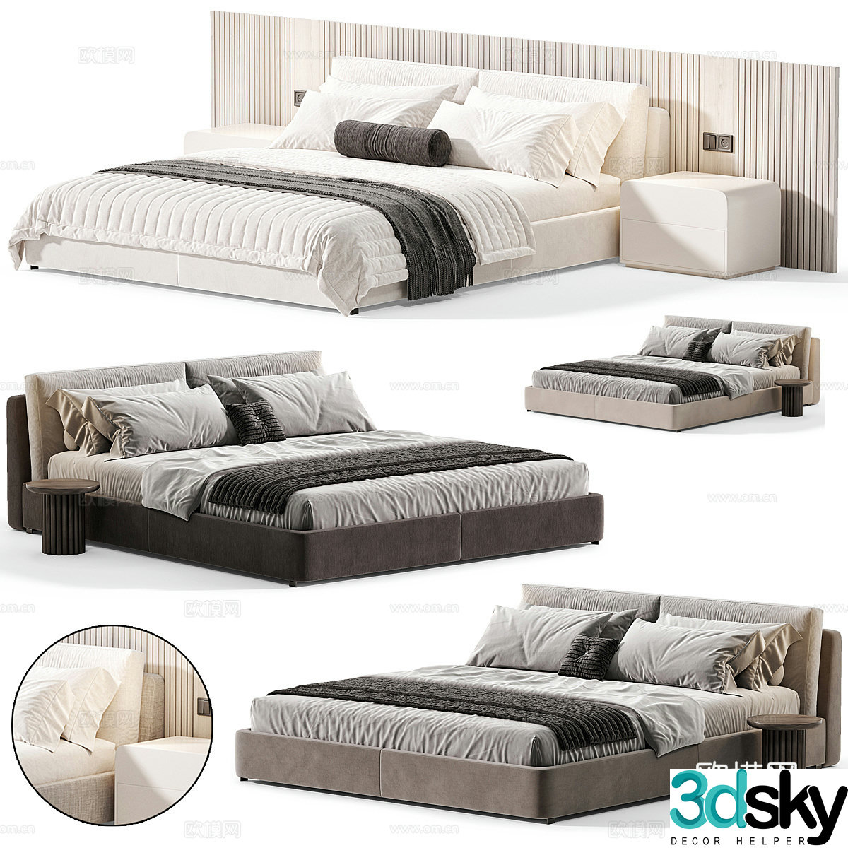 Italian double bed 3d model
