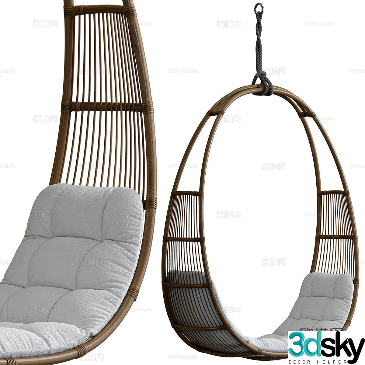 New Chinese style swing chair hanging chair 3d model