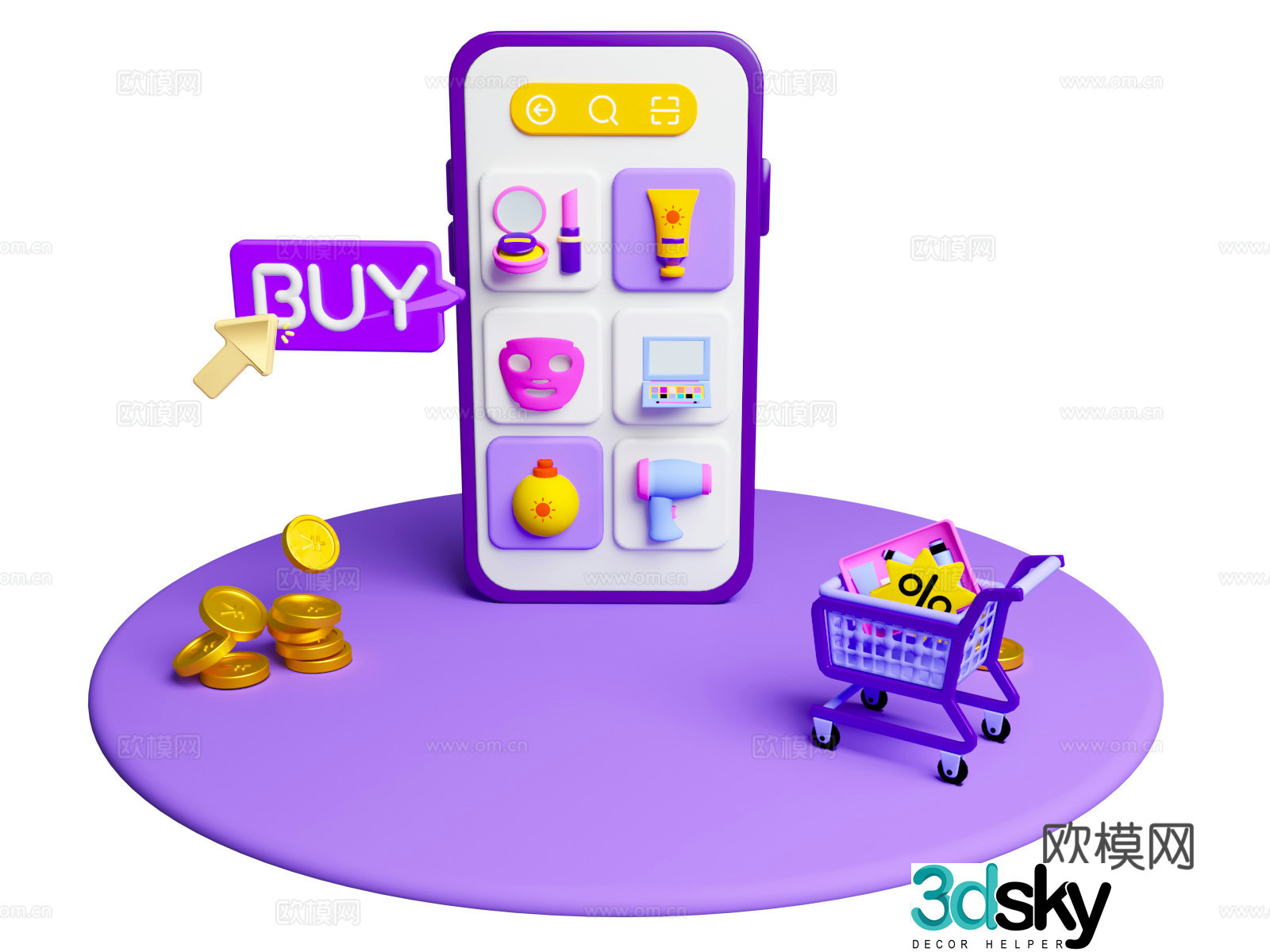 Clothing shopping cartoon beauty 3d model