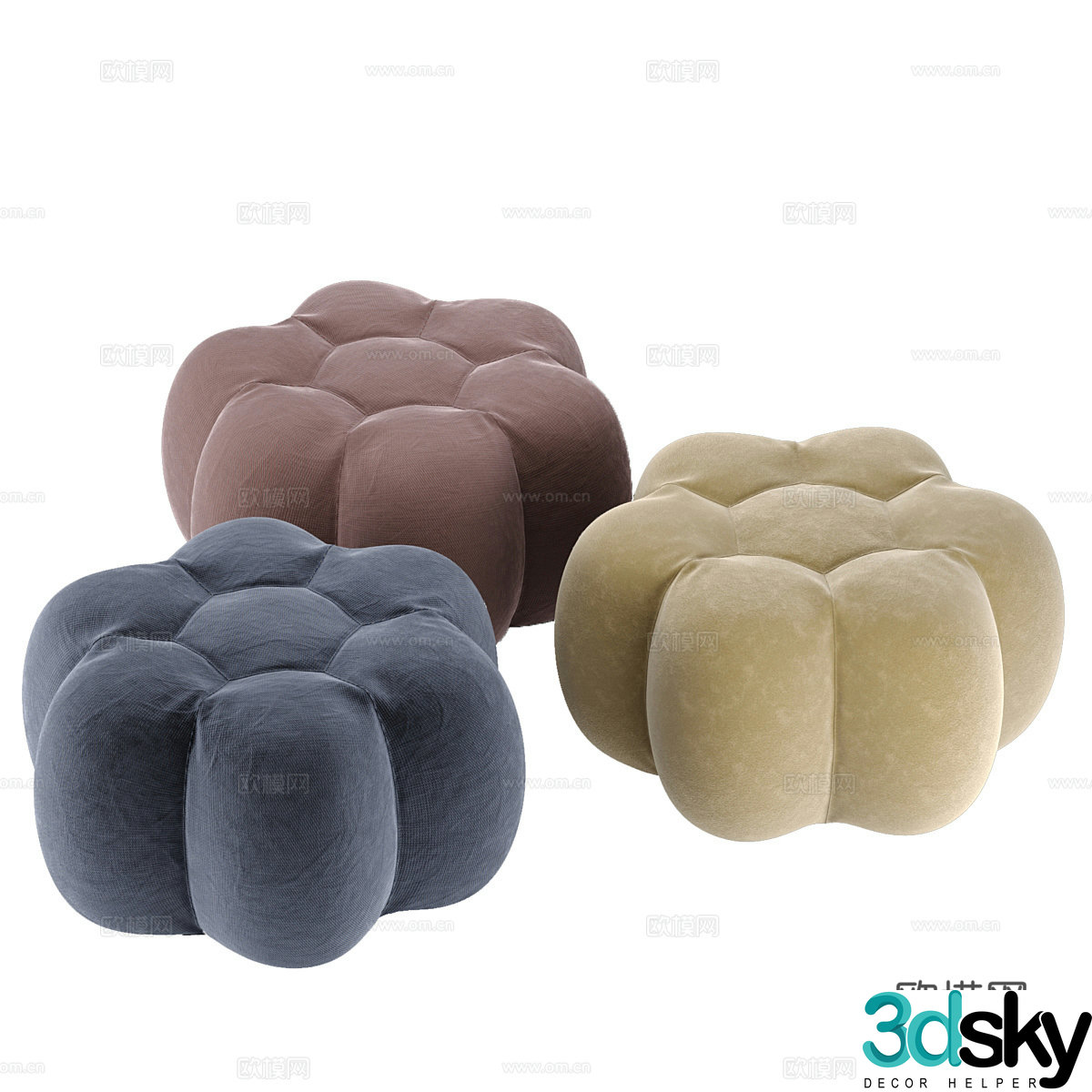 Modern sofa stool flower sofa cushion 3d model