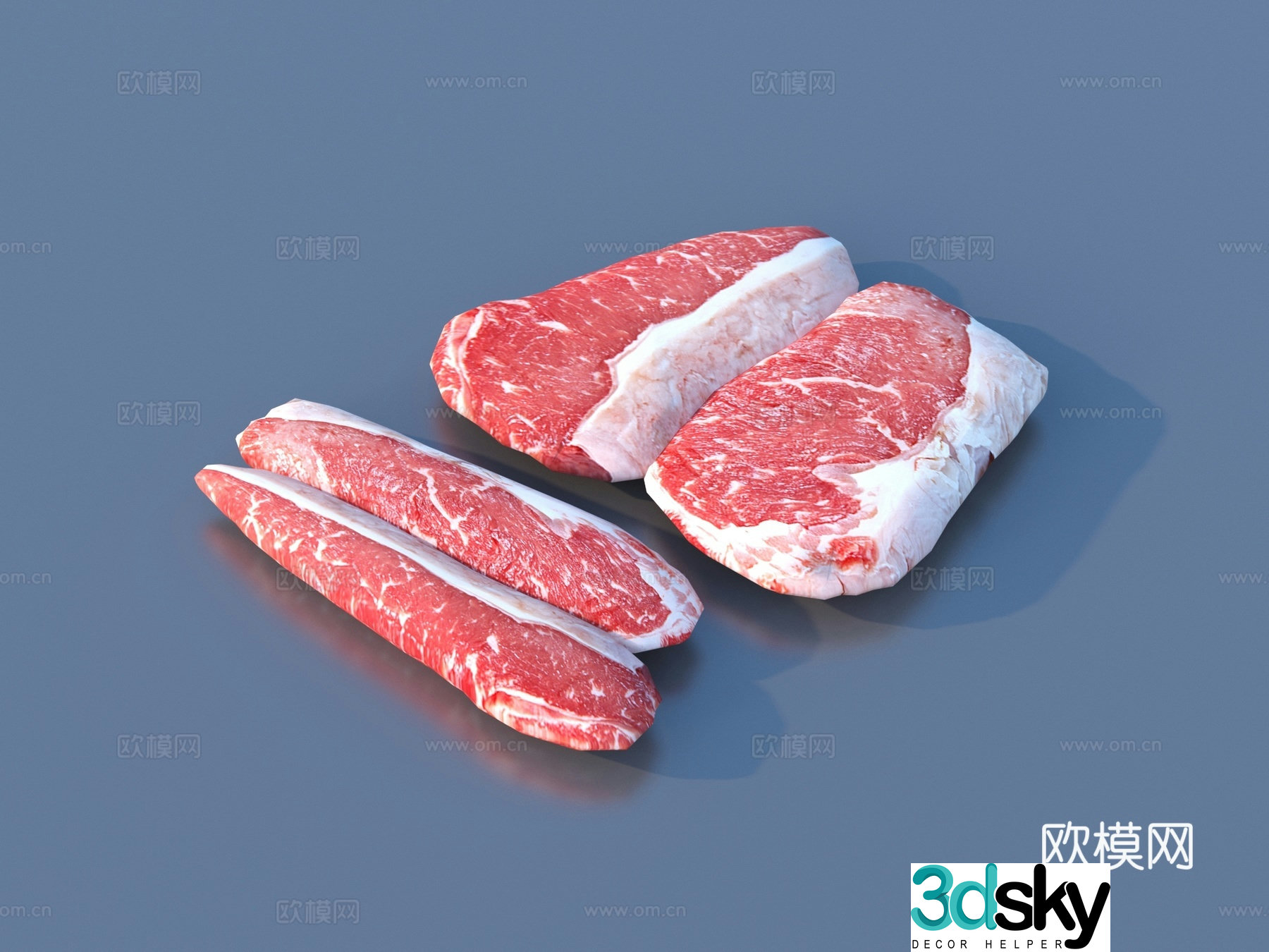 Meat pork beef beef lamb slices raw meat 3D model