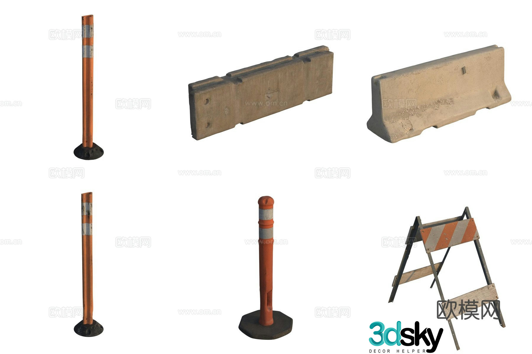 Road pier guardrail road barrier curb 3d model