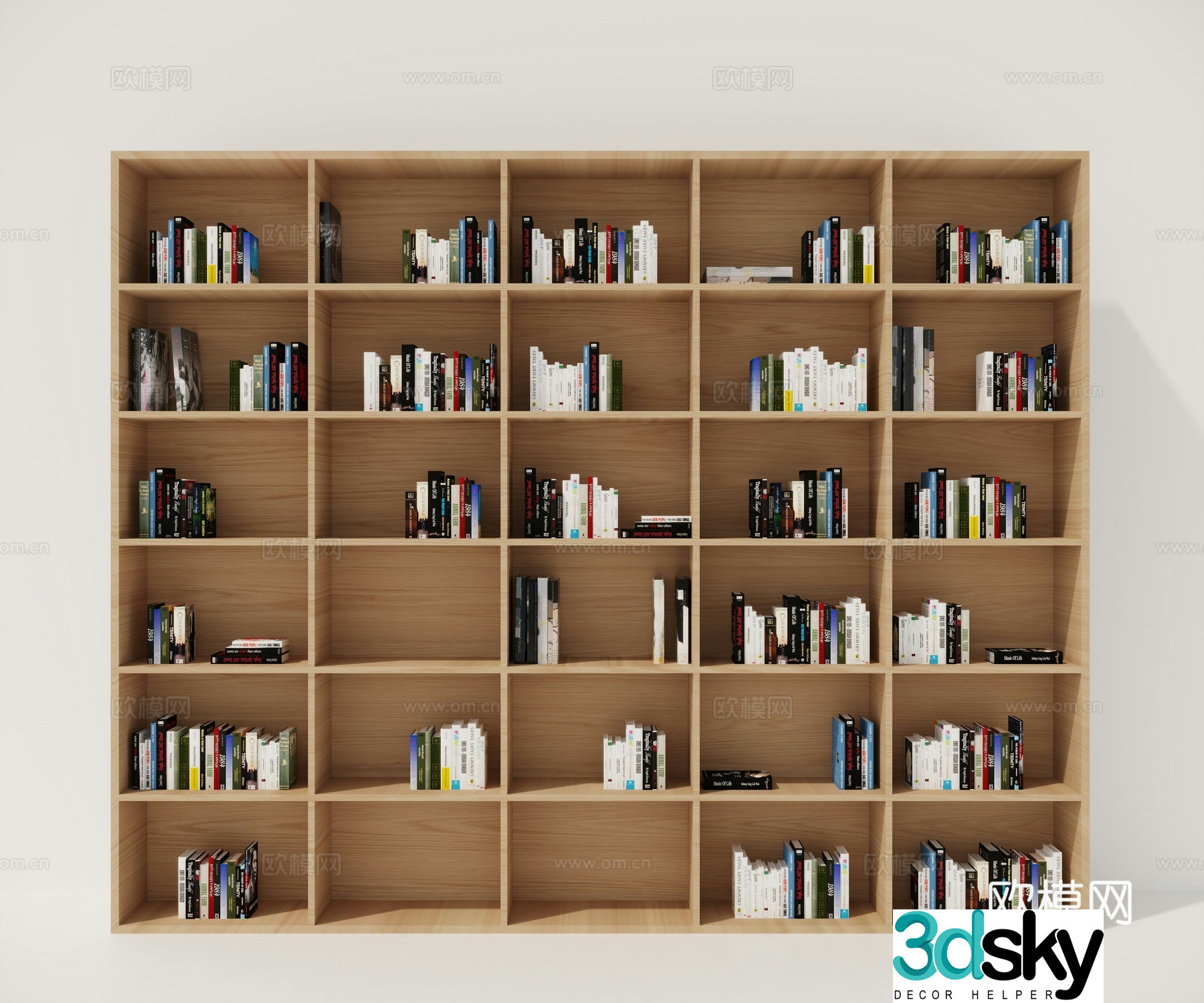 Modern bookcase Open grid bookshelf 3D model