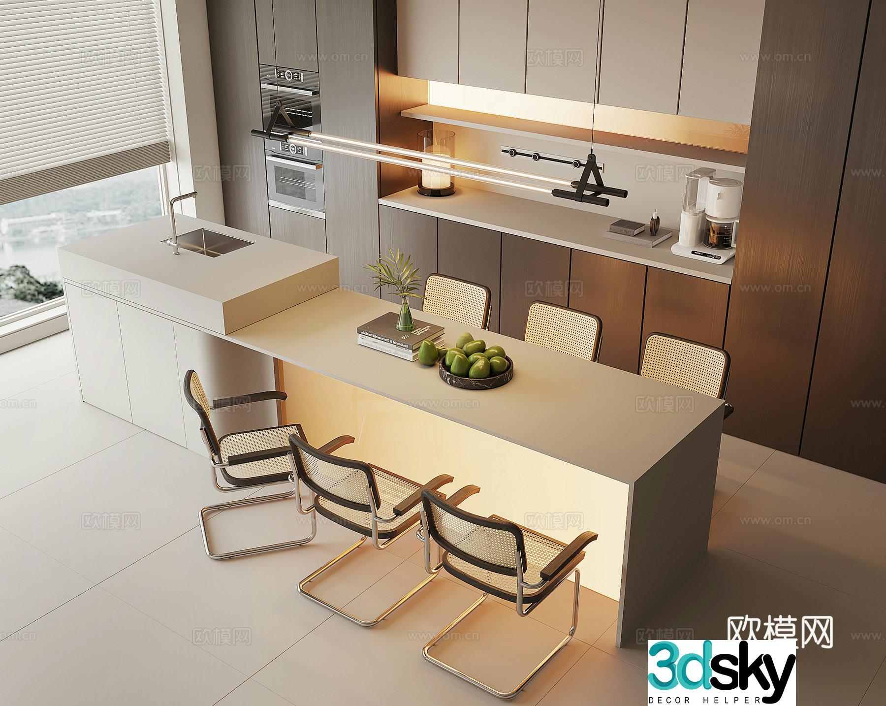 Modern water bar island 3d model