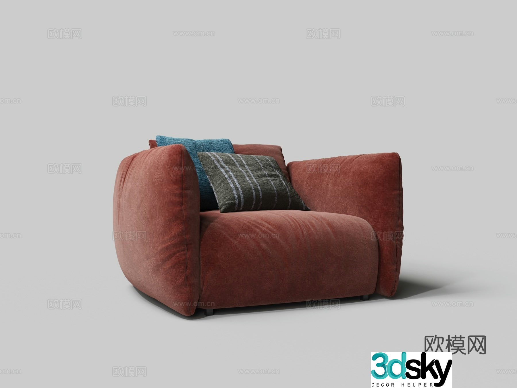 Modern linen single sofa 3d model
