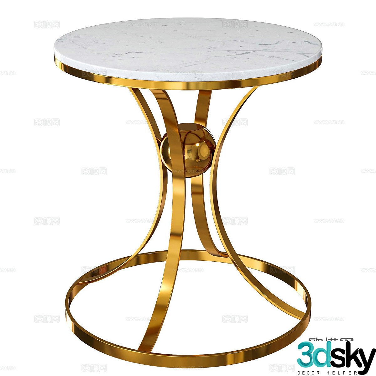 New Chinese style side table round table angle table 3D model