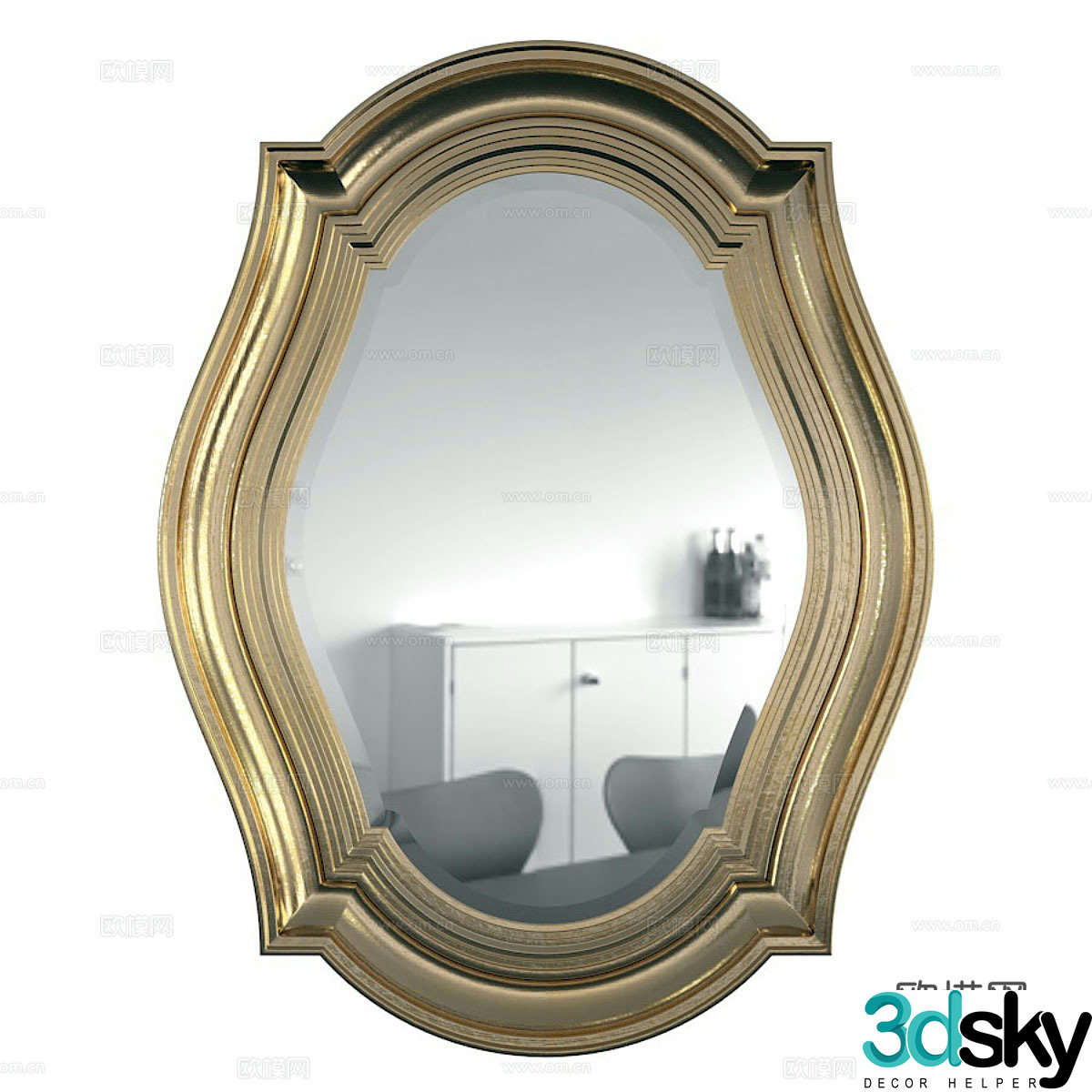 European style hanging mirror 3d model