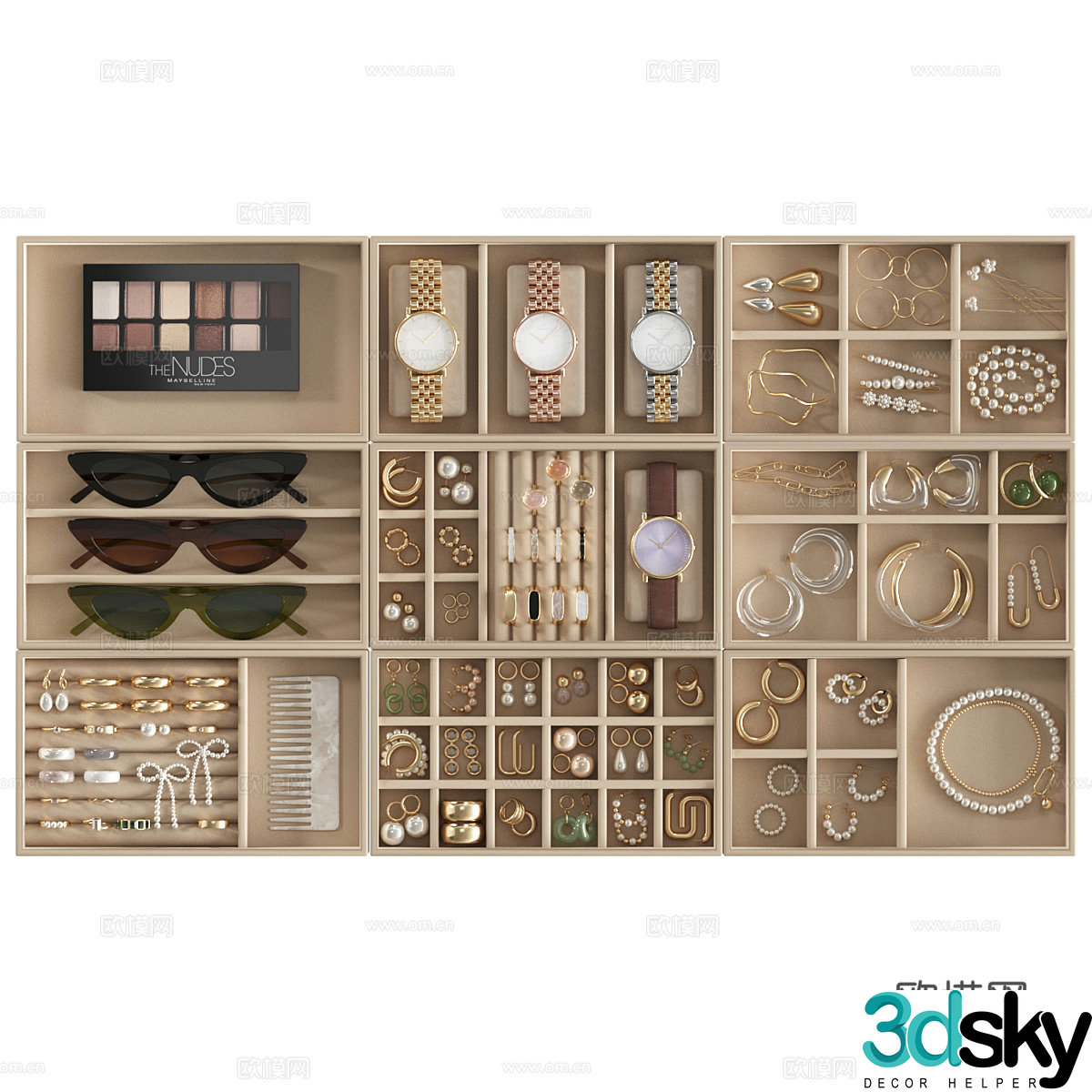 Modern jewelry jewelry storage box 3d model